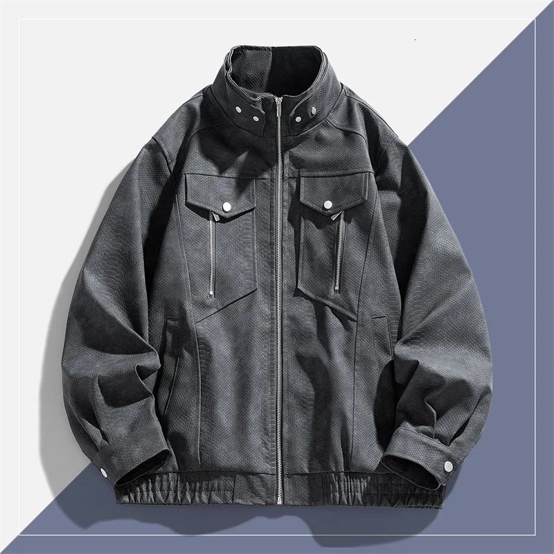 Fashionable Trendy Handsome Mens Autumn Winter Highquality Leather Jacket Comfortable Loose Breathable and Versatile 251015