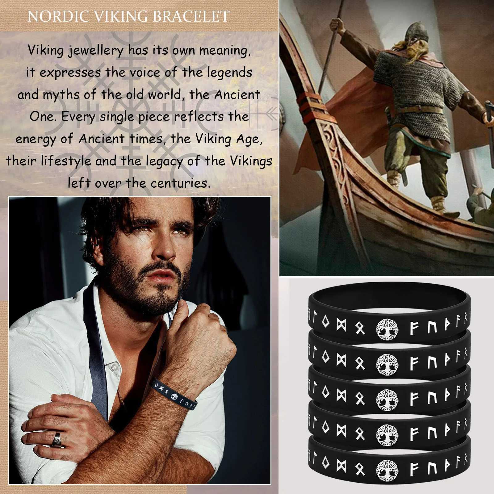 Vnox 1234 Pcs Tree of Life Bracelets for MenBlackWhite Norse Viking Runes Silicone Rubber Band Wristband BangleComfort FitXJ251023