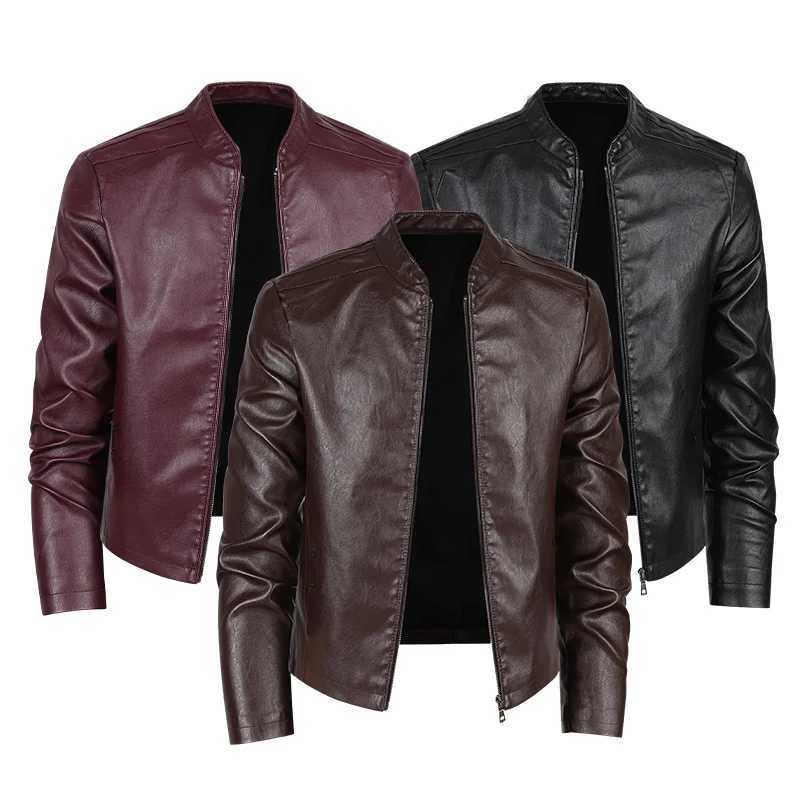 PU Leather Jackets Mens Business Fit Brand Slim Men Casual Biker Zipper Motorcycle Leather Jackets Male New Mens Leather Jacket W251023