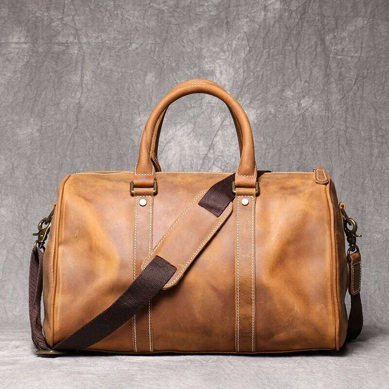 Vintage Men's Cowhide Leather Business Short-distance Carry Hand Lage Large-capacity Travel Bag Simple Messenger Bags