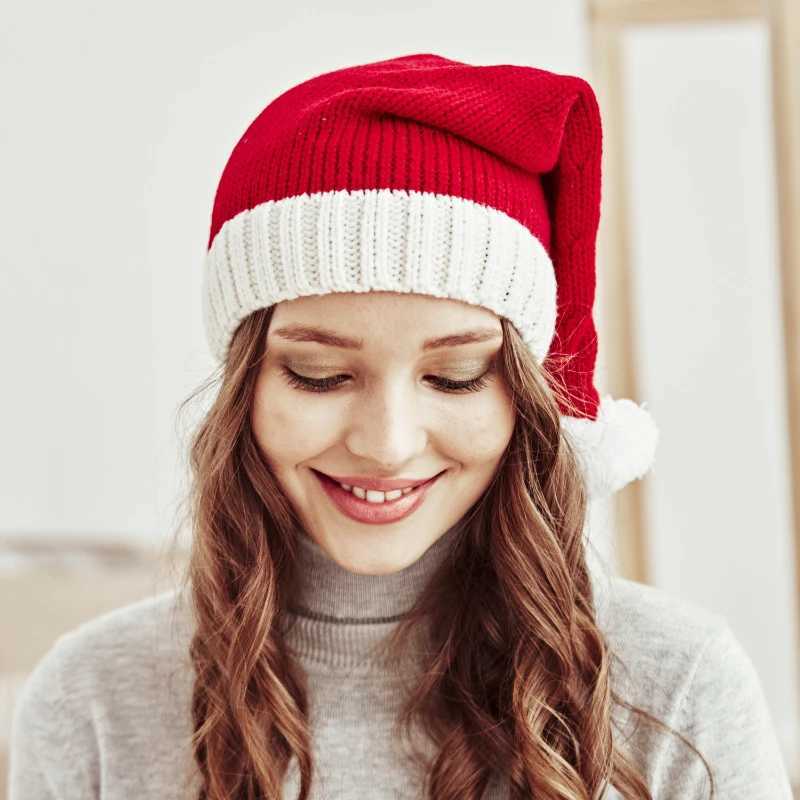 Christmas Hats Red Santa Hat Autumn And Winter Warm Hat Knitted Beanie Hat For Women Suitable for Christmas Party GiftXJ251023