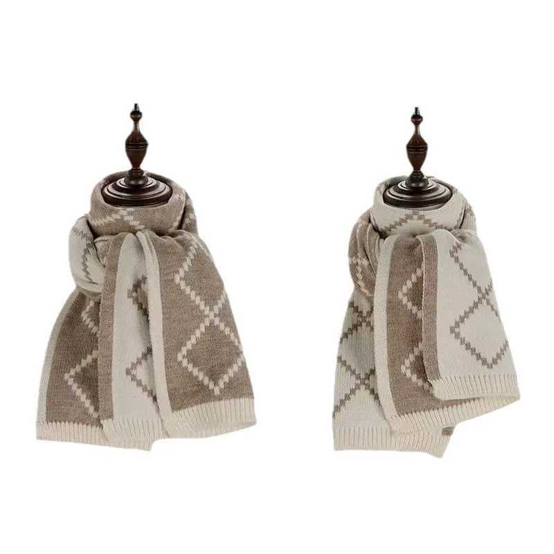 New Solid Colour Winter Double Sided Multi Colored Hot Selling Versatile High End Warm Thick Knitted Checkered Scarf Neck J251113