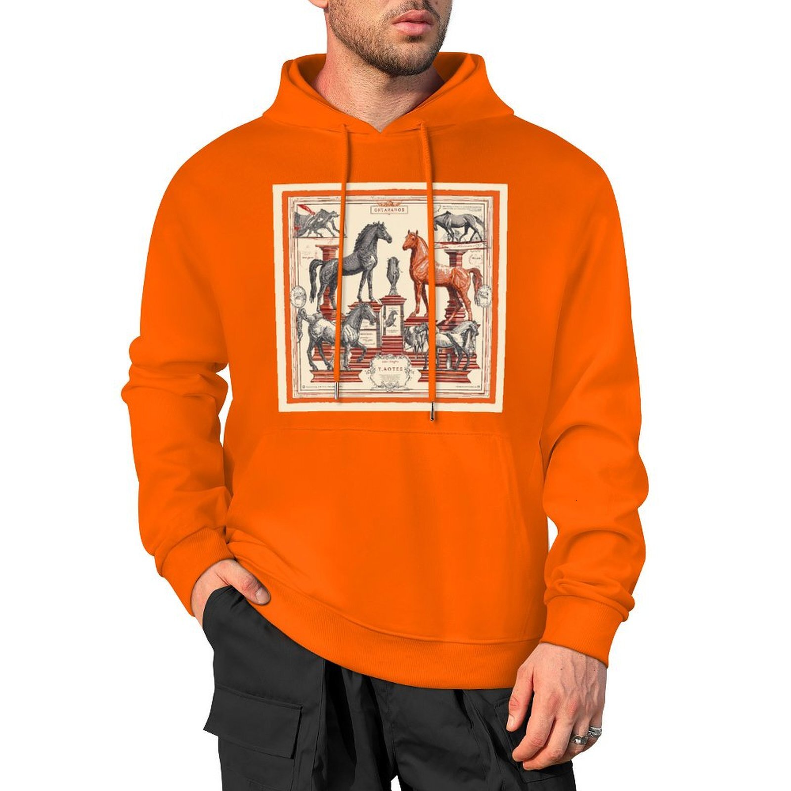 H Designer Fall Winter Hoodie Luxury Horse Print Design Unisex Long Sleeve Streetwear Hip Hop Oversized Fit Hoodie Men's Fashion Apparel H33
