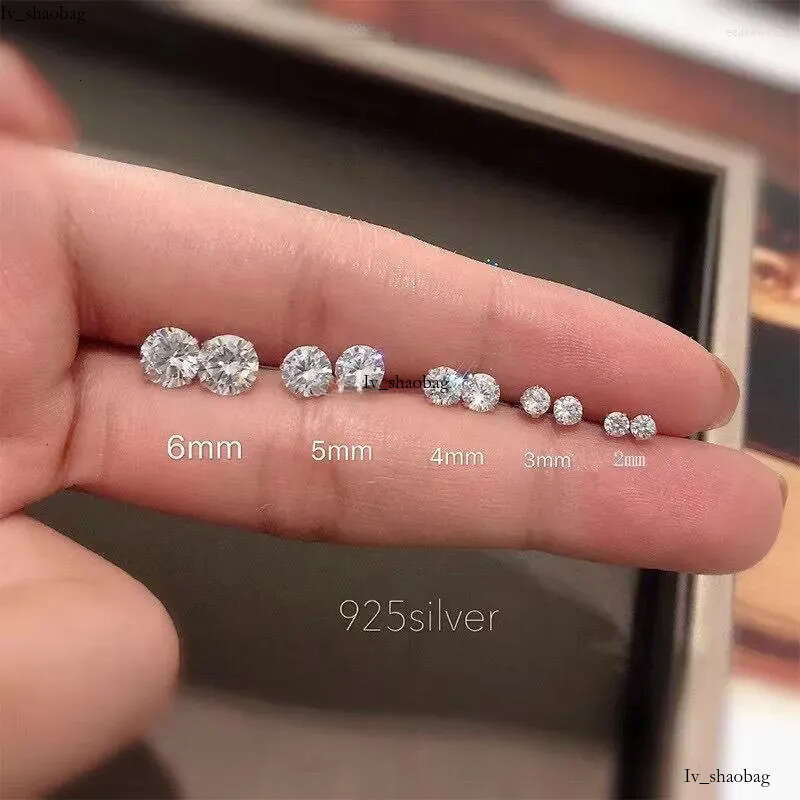 Stud Earrings 0.2-4CT 3-8mm Moissanite Screwback Women Sterg Sier 14K Gold Plated Moisanite Solitaire Pass