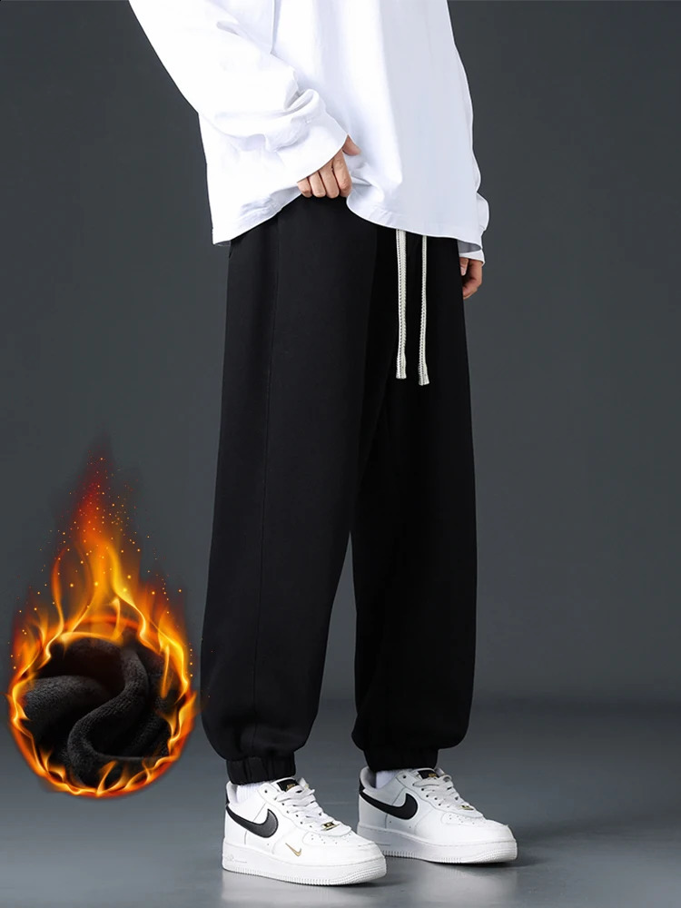 Mens Winter Fleece Jogger Pants AnkleLength Thick Warm Knitted Sweatpants with Letter y Sport Pant Asian Size M8XL 251023