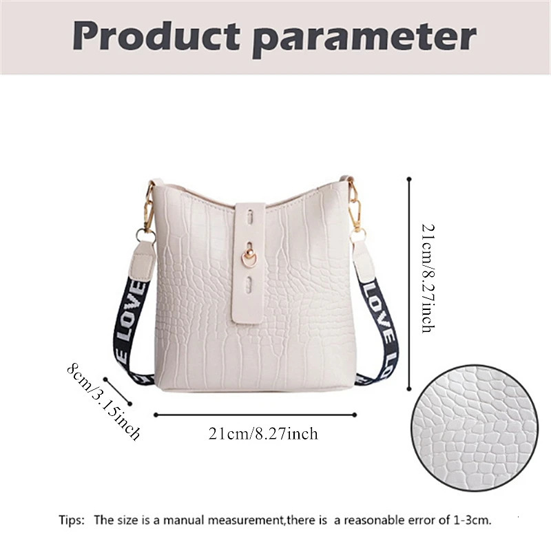 Fashion Crossbody Bag Printed Ribbon Shoulder Strap Bucket High Capacity Womens 251018