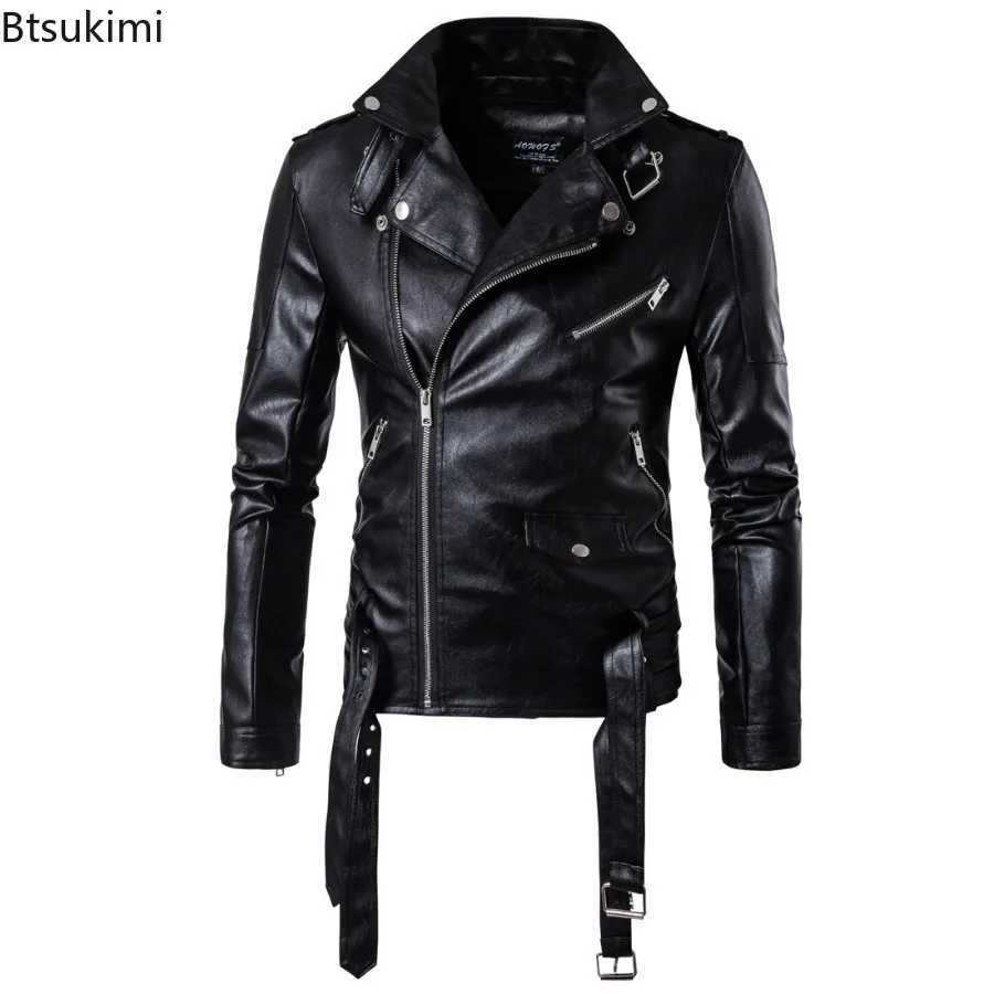 Handsome Motorcycle Leather Jackets for Men British Style Fashion Faux Leather Zipper Coat Casual Streetwear Men Punk PU Jackets W251023