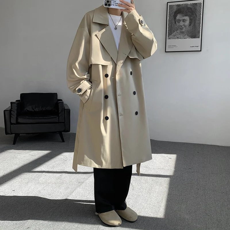 2025 Autumn Long Style Versatile Casual Korean Coat Mens Fashion Trench Windbreakers Male Good Quality Jackets 251014