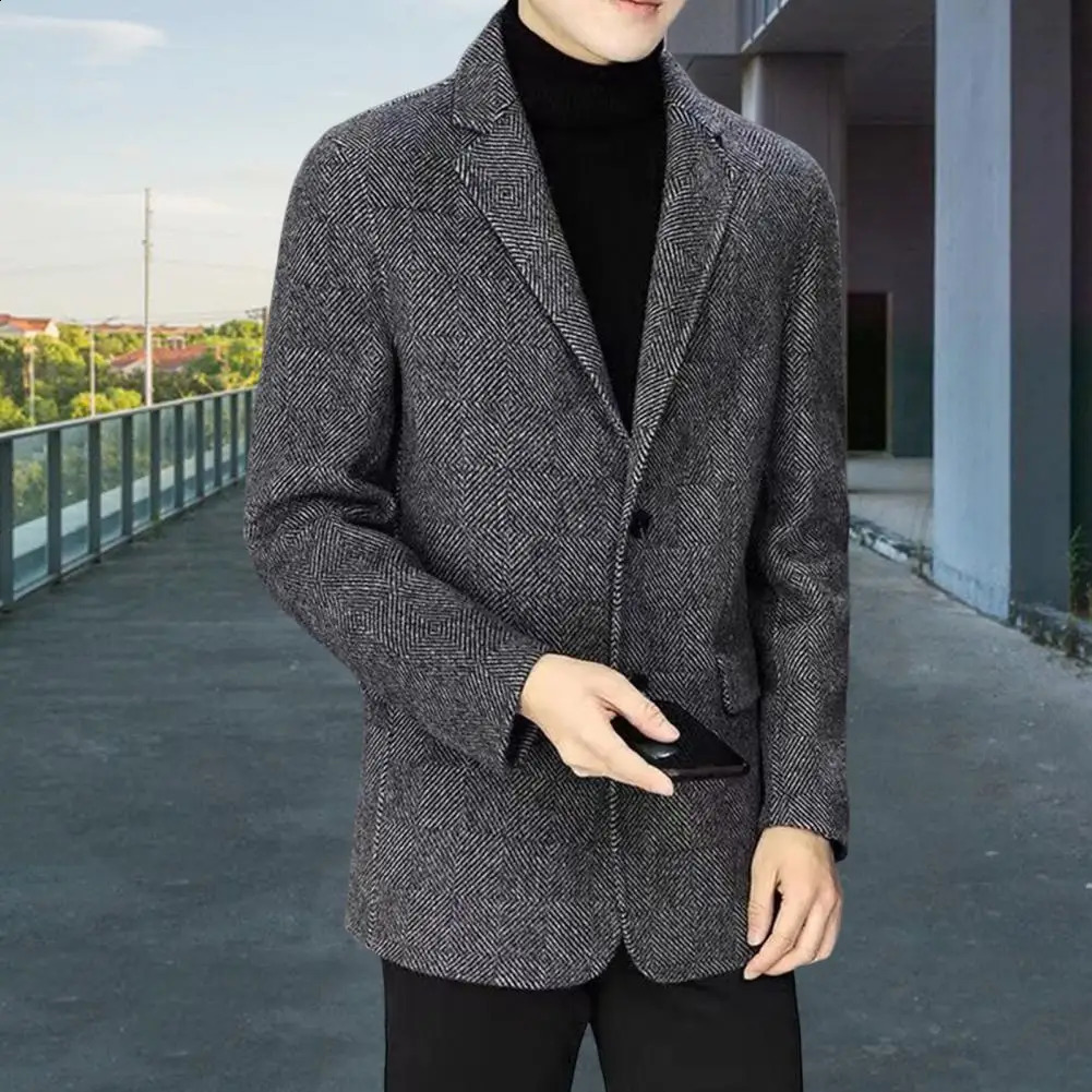Wool Suit Jacket Men Winter Coat Mens Slim Fit Woolen Business with Lapel Long Sleeve Two Button for Autumn 251023