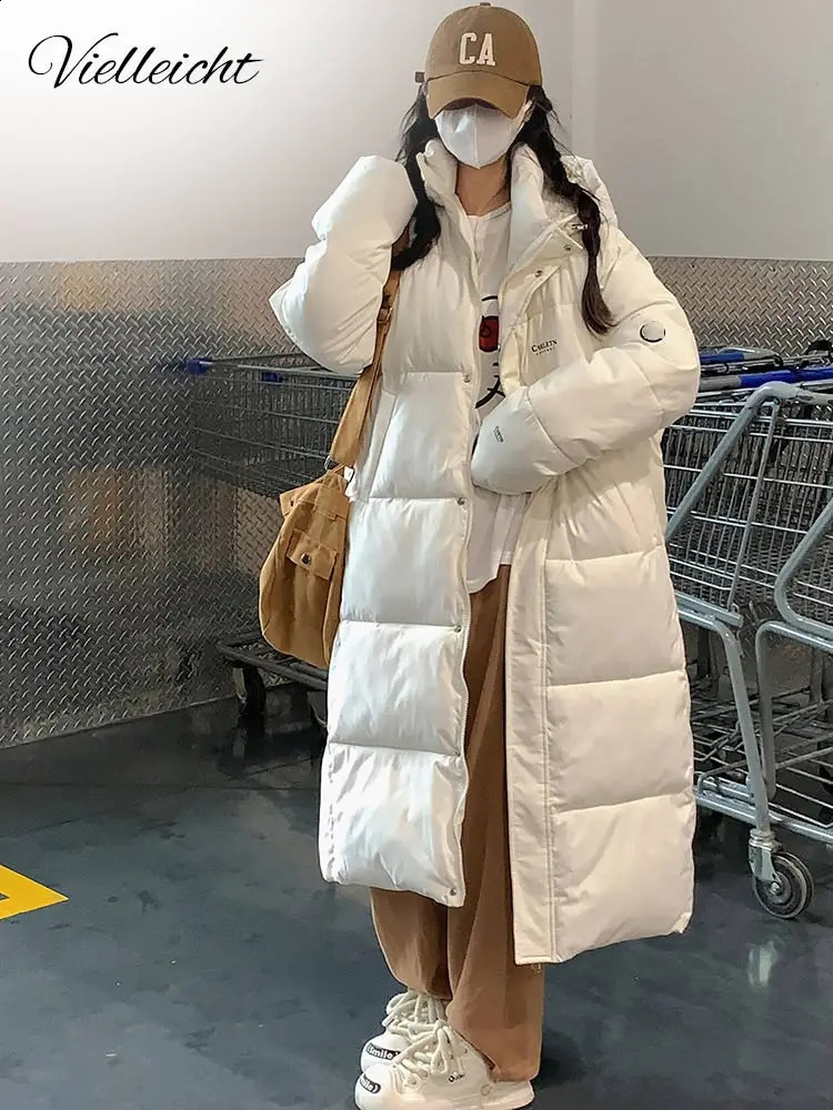 Vielleicht Straight Solid Long Winter Coat Women Parkas Clothes Casual Hooded Stylish Puffer Jacket Female Outerwear 251021