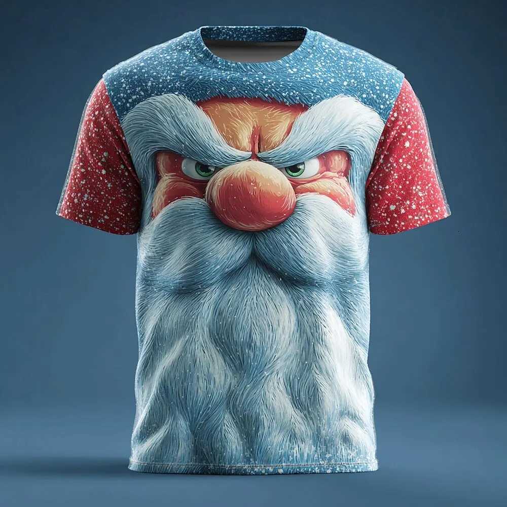 3D Print Santa Clause Short Sleeve TShirt Creative Novelty Christmas Elements Crew Neck Pullover Mens Loose Breathable ClothesXJ251023