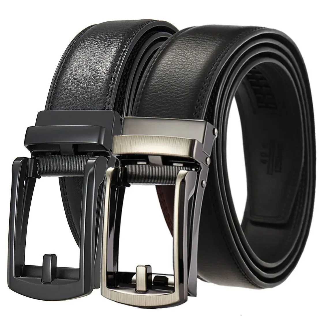 Men Genuine Leather Belt Plus Size 170 160 150 140 130cm Business Belts Famous Brand Strap Metal Black Automatic BuckleXJ251023