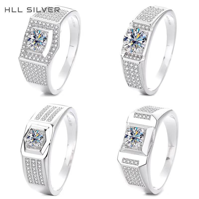 Classic 925 Silver Ring with 03ct 05ct 1ct Moissanite Brilliant Cut White Diamond High Quality Hight VVS Moissanite Man Ring