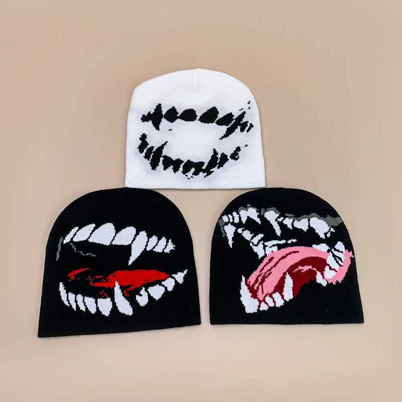 American Style Devil Hip Hop Knitted Hats Autumn and Winter New Unisex Funny Warm Personal Versatile Street Fashion ins BeaniesXJ251023