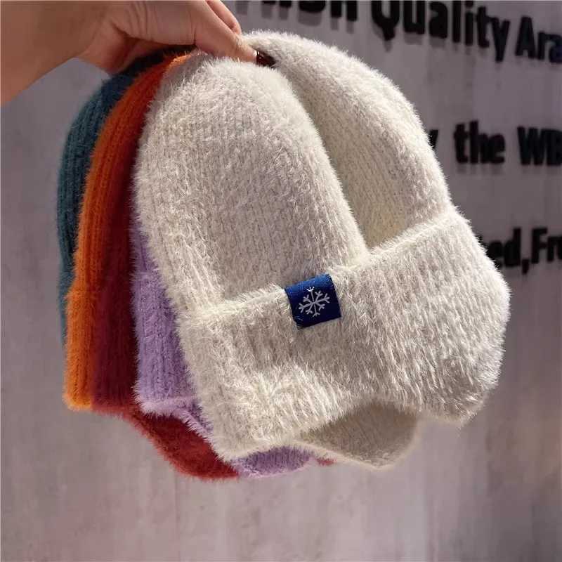 Hot Sa Wen Earflap Winter Hat Candy Fashion Faux Fur Knitted Hat Kpop Sty Soft Beanie Hats Fa StreetwearW251023