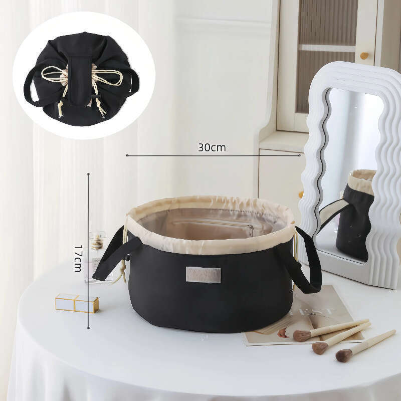 Lazy Makeup Travel Portable Large Capacity Waterproof Toiletry Handheld Drawstring Closure Bucket Bag