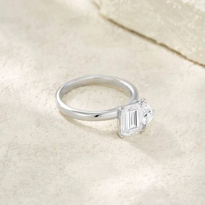 High End Moissanite Ring Dual Shape Ring 925 Sterling Silver Jewelry for Women Wedding Engagement Gift Eternity Rings