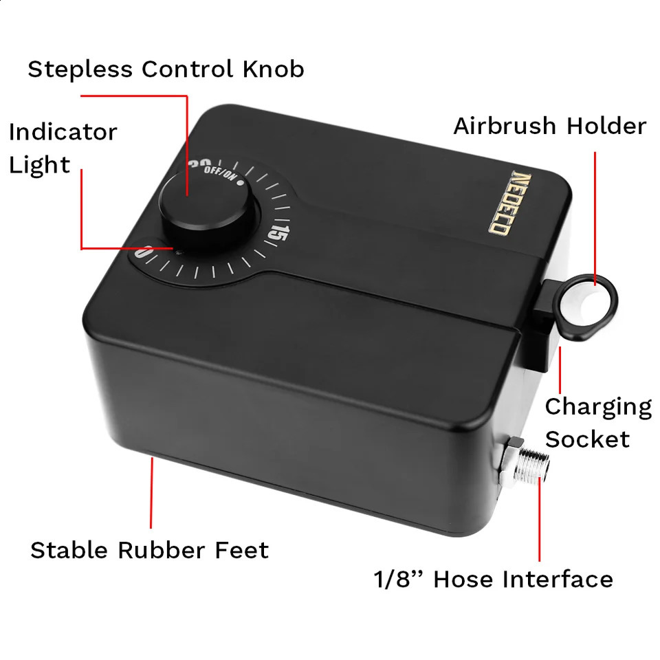 DualAction Airbrush with 30psi Auto Stop Compressor Kit Air Brush Spray Gun for Makeup Nail Paint Tattoo Body Cake Car Barber 251015