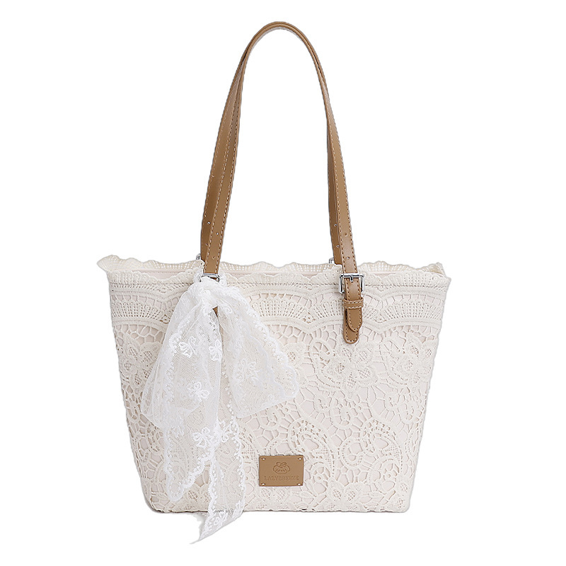 Luxury Brand Designer Bag Lace Bow Tote Bag For Women 2025 New Large Capacity Handbag Shoulder Bag Niche Artistic Commuter Bag