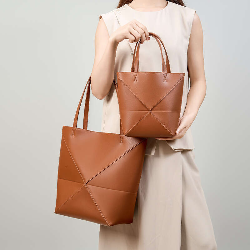 Luxury bag Women s Puzzle Fold Transformable Folding Tote Niche High End Genuine Leather Large Capacity Handbag Shoulder Bag