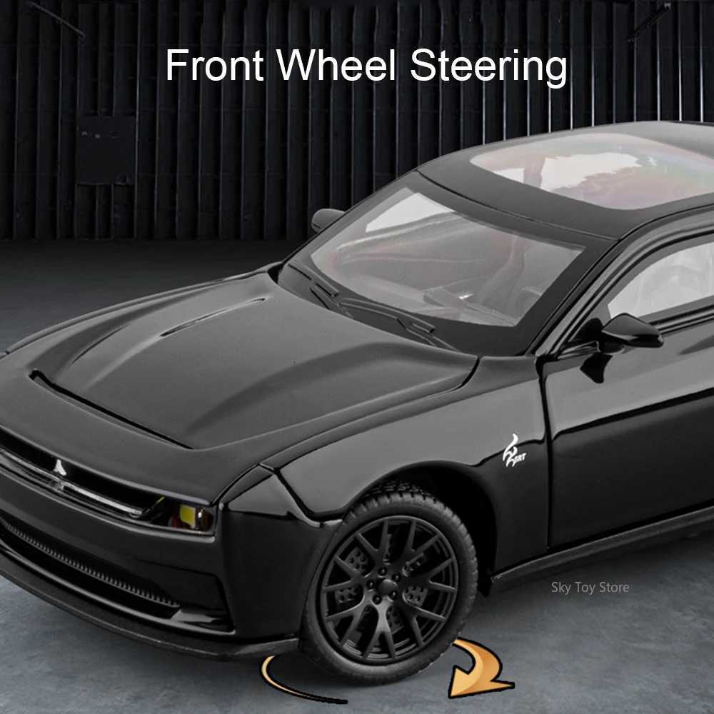 132 Challenger SRT Charger Diecast Alloy Sports Car Model Toys Doors Opened Sound Light Pull Back Vehices for Kids Friend GiftT251023
