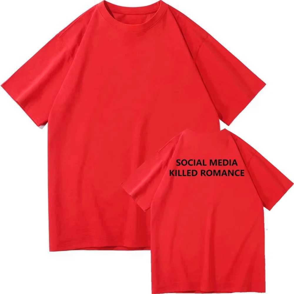 Social Media Killed Romance Letter Print TShirt T Shirt Men Aesthetic Valentines Unisex High Quality Couple Cotton Tees ShirtsXJ251023