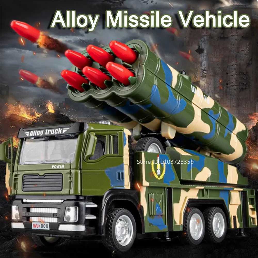 132 Alloy Missile Vehicle Model Toys Metal Diecast Rocket Launcher Cars Sound Light Pull Back Military Vehicles for Boys GiftsT251023