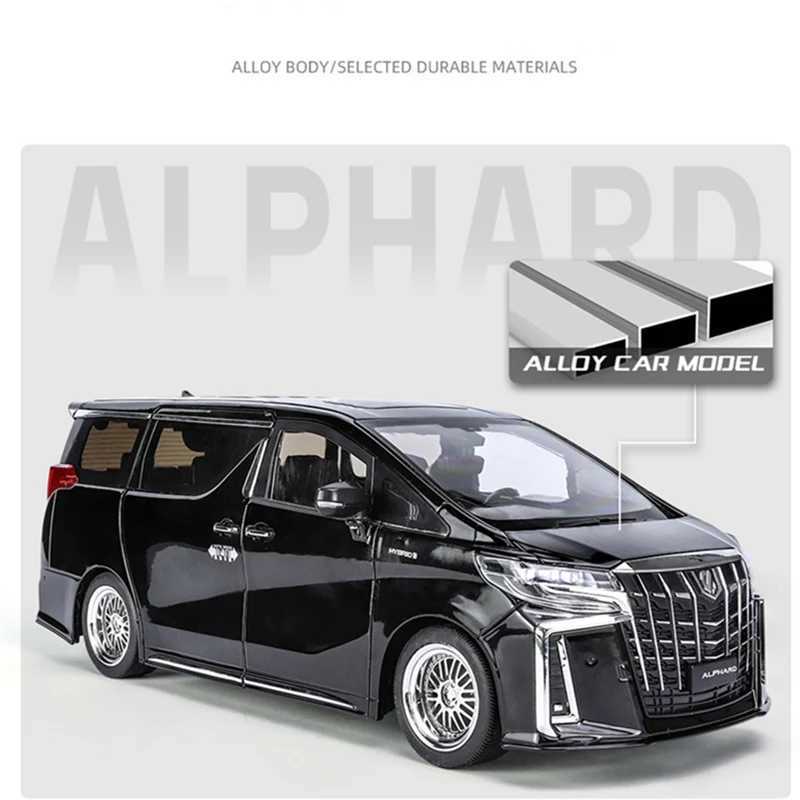 New 118 Toyota Alphard MPV Alloy Car Model Diecast Metal Toy Commercial Vehicles Car Model Simulation Sound and Light Kids GiftT251023