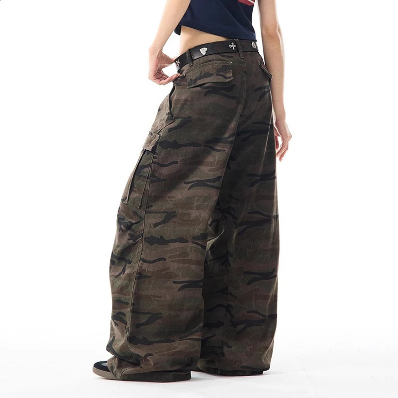 IEFB Camouflage Cargo Jeans High Street Mens Baggy Denim Pants Loose American Multi Pockets Versatile Wide Leg Trousers 9X1187 251018