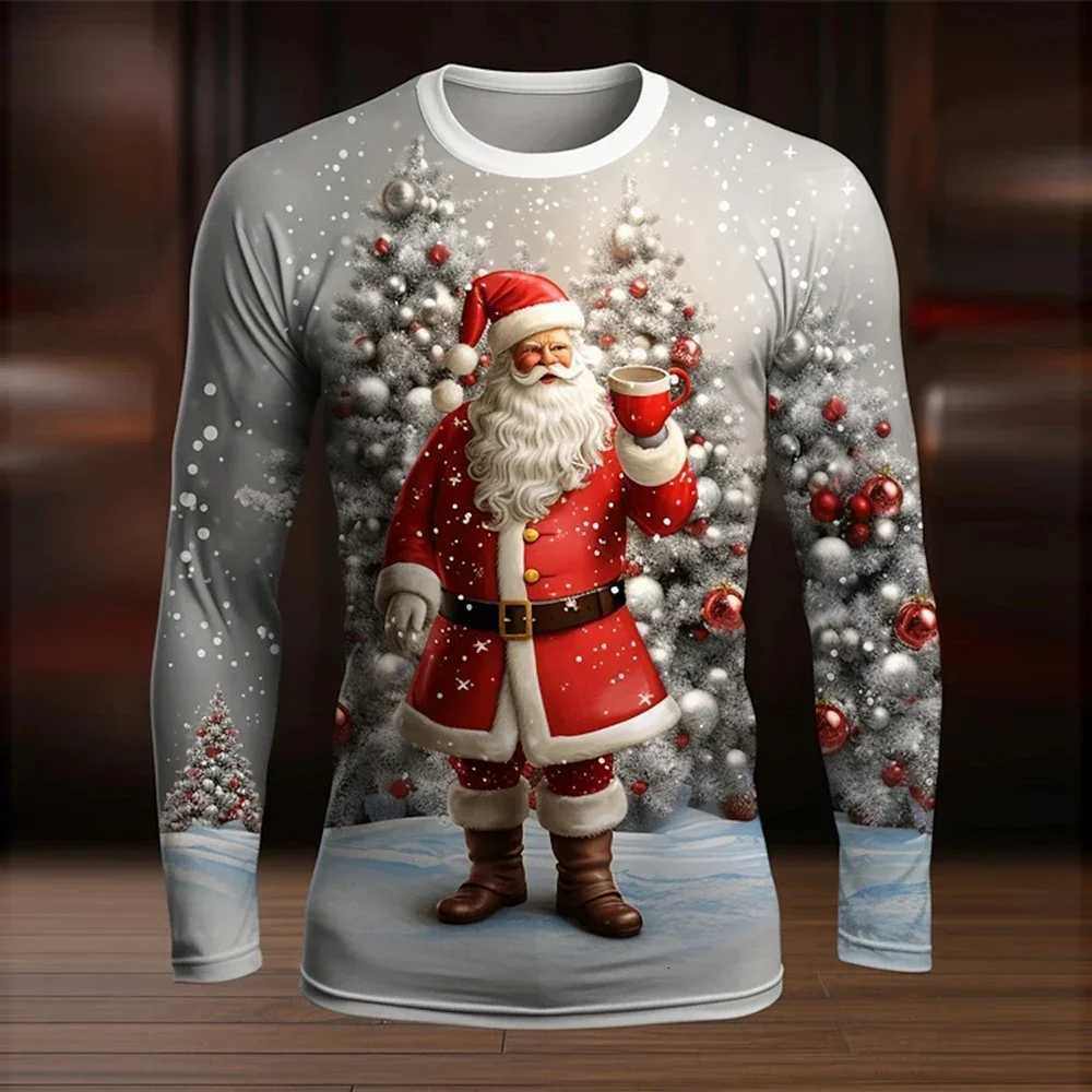 New Santa Claus printed Tshirt mens shirt top oversized Tshirt fun mens Tshirt holiday gift round neck clothes 6XLXJ251023