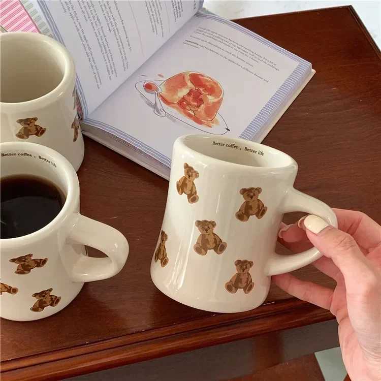 Ceramic Coffee Mug Cartoon Bear Chocolate Bear Mugs Girl Retro Coffee Cup Afternoon Tea Cute Ceramic Mugs Cute Coffee Mug CupW251022