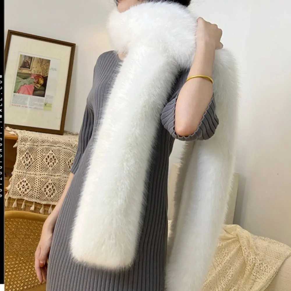 Fashionable 180cm Fake Fur Long Scarf Soft Plush Thick Long Strip Scarf Fur Decor Luxury Wraps Shawl Party Ladies Neck WarmerJ251129