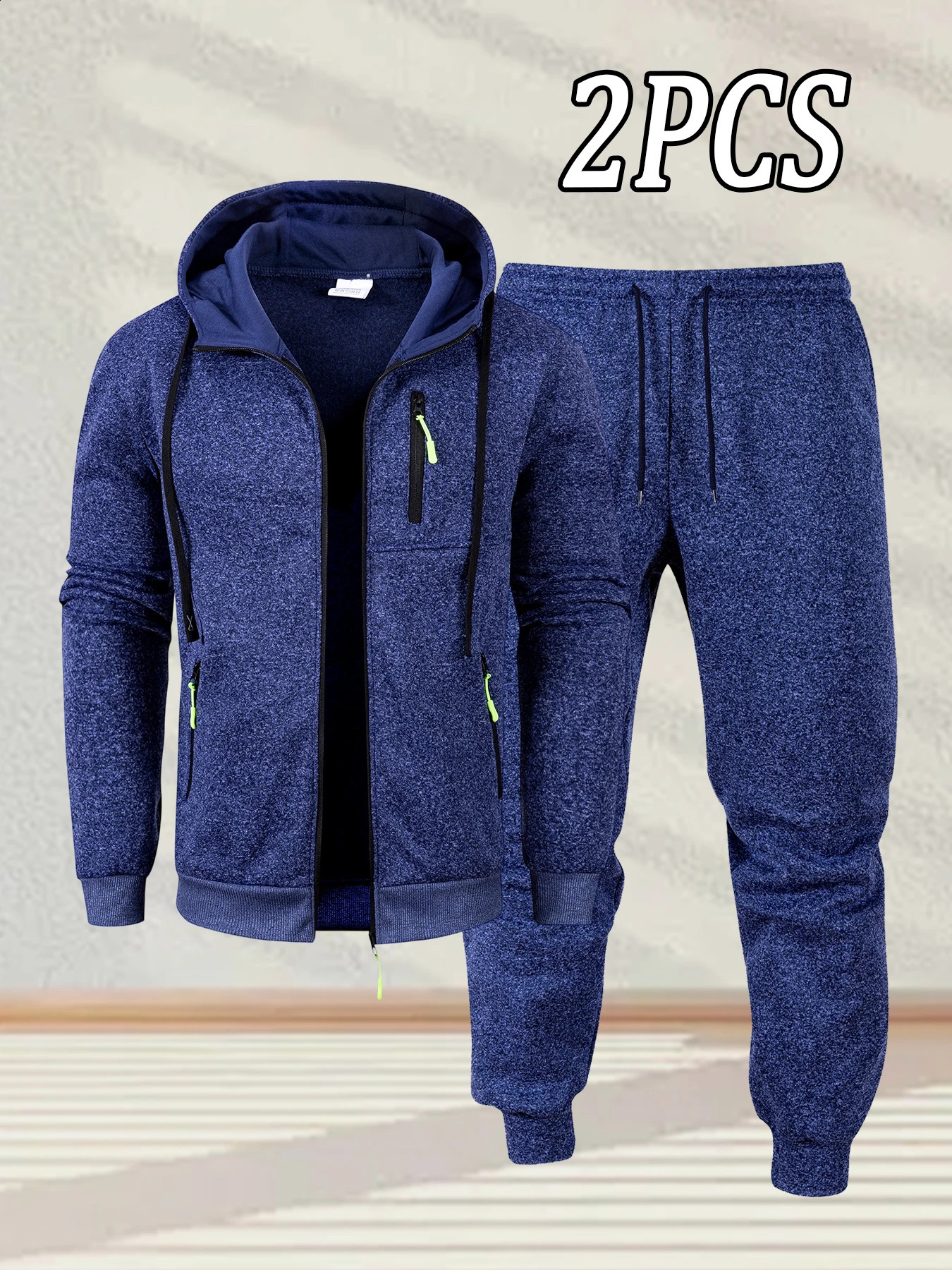 Mens Casual Sportswear Autumn Solid Color Daily Sweatshirts Sweatpants Jogging Tracksuit Zipper Hooded Jacket and Pants Set 251021