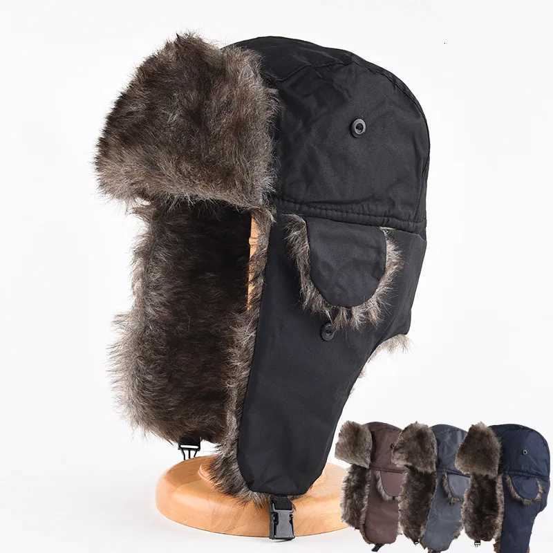 Mens Winter Trapper Trooper Earflap Warm Russian Waterproof Ski Hat Bber Russian Warm Ear Protectors HatsW251023