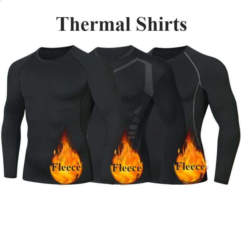 Mens Thermal Sportswear TShirts Running Training High Elastic Outdoor Cycling Sweatshirt Compression Fitness Fleece Tops 251023