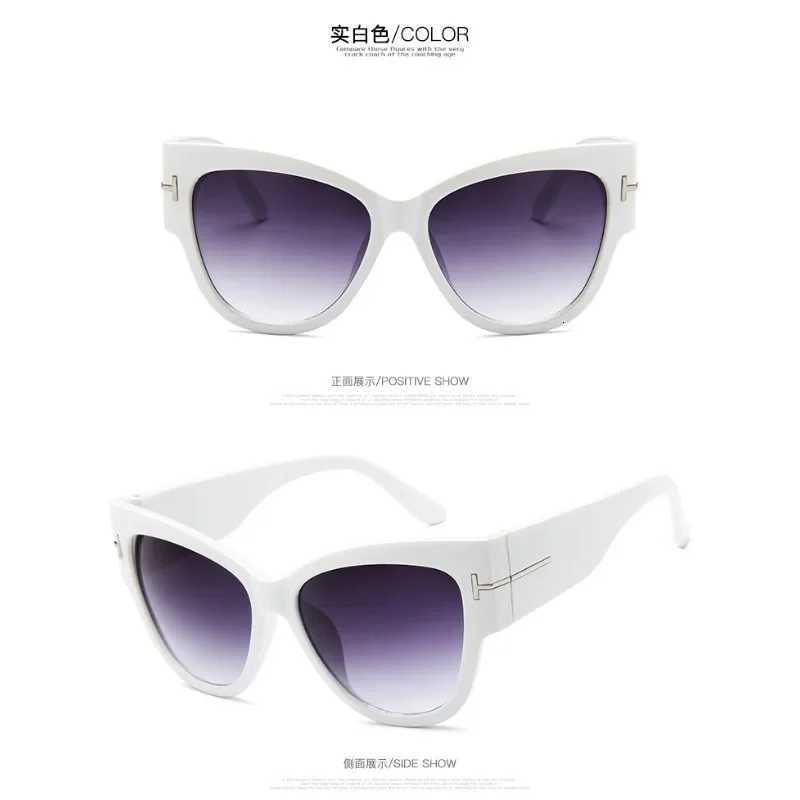New Fashion Brand Designer Cat Eye Wen Sunes Fem Gradient Points Sun es Large Frame W251023