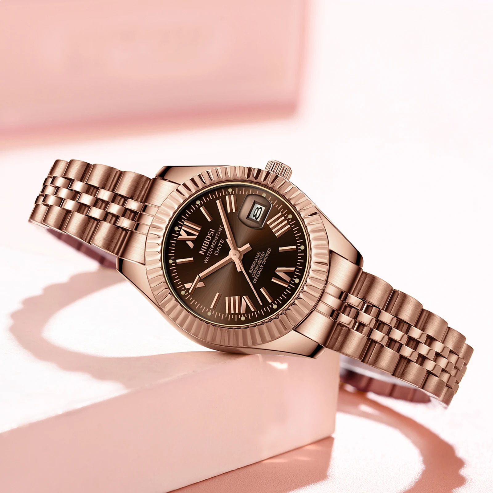 NIBOSI Womens Watch Analog Quartz Waterproof Ladies Wrist Watches with Date Dainty Gold Fashion Stainless Steel Watch 251021