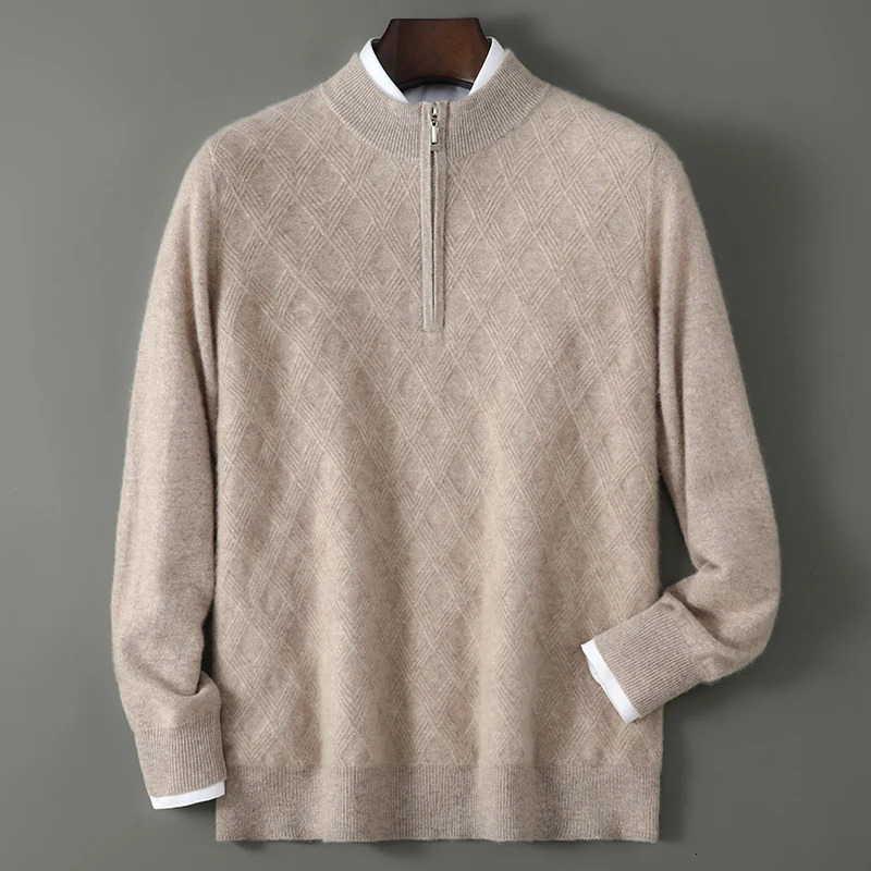 100Pure Wool Sweater Mens Half High Neck Long Sleeves Pullover AutumnWinter Korean Fashion Knit Business Casual Menswear 251016