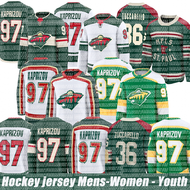 #97 Kirill Kaprizov Minnesota Wilds jersey #12 Matt Boldy #7 Brock Faber #36 Mats Zuccarello #29 Marc-Andre Fleury #23 Marco Rossi #14 Joel Eriksson Ek Hockey Jerseys