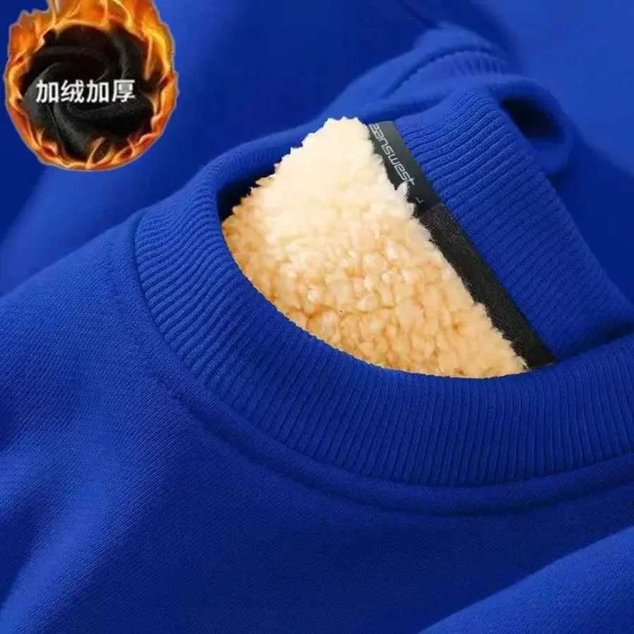 Winter Mens Lamb Velvet Sweatshirt Round Neck Thickened Pullovers Versatile Warm Base Shirt Casual Thermal Underwear TopsT251023