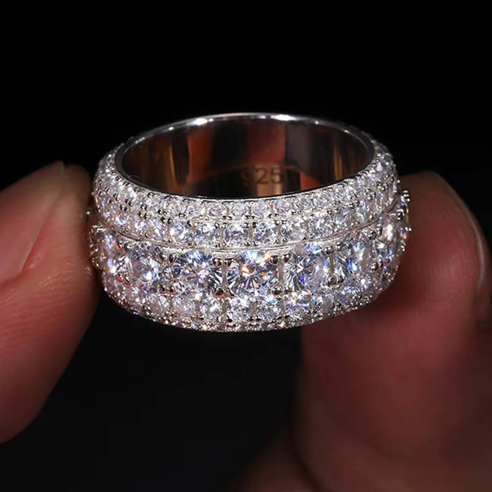 Champion Style Moissanite Diamond 925 Sterling Silver Hip Hop Ring Luxury Jewelry for Men and Women