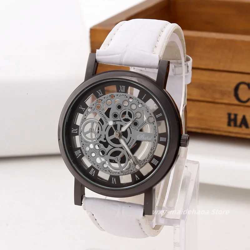 Fashion Skeleton Mens Watches Quartz Leather Bracelet Strap Wristwatch Fashion Business Watches Mens Gifts Relgio MasculinoL251023