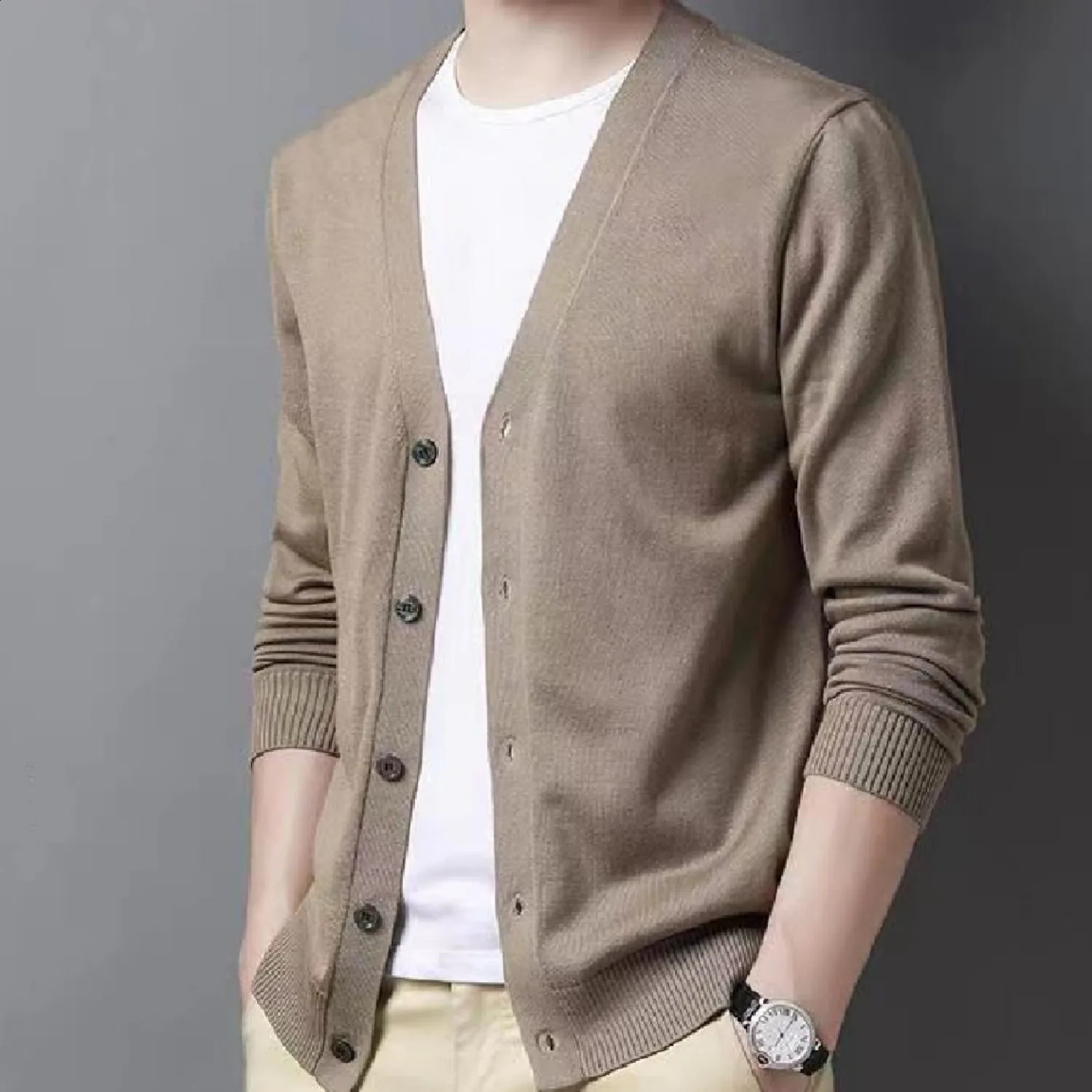 Plus Size Mens VNeck Casual Button Sweater Cardigan For AutumnWinter 251023