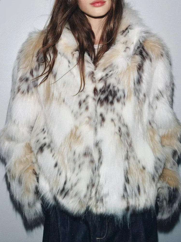 European style womens fashion versatile temperament simple artificial fur effect zipper long sleeve jacket 251022