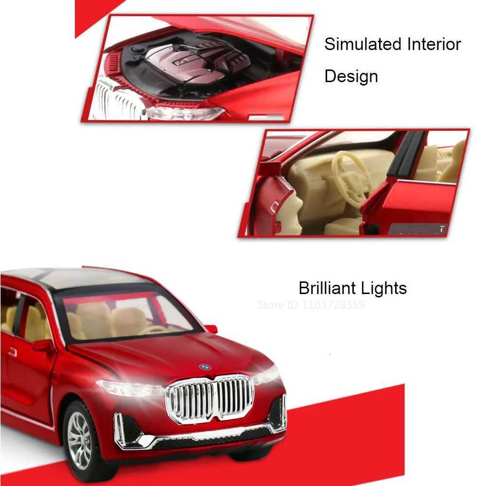 132 Scale X7 X5 Toy Car Models Alloy Diecast Miniature Models Sound Light Doors Opened Pull Back Ornament Vehicles Child GiftsT251023