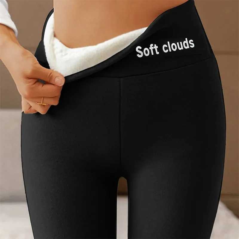 Winter Women Leggings Solid Warm Leggings Thicken Lambwool Hight Waist Fleece Keep Butt Lift High Stretchy Pocket Walking PantsT251023