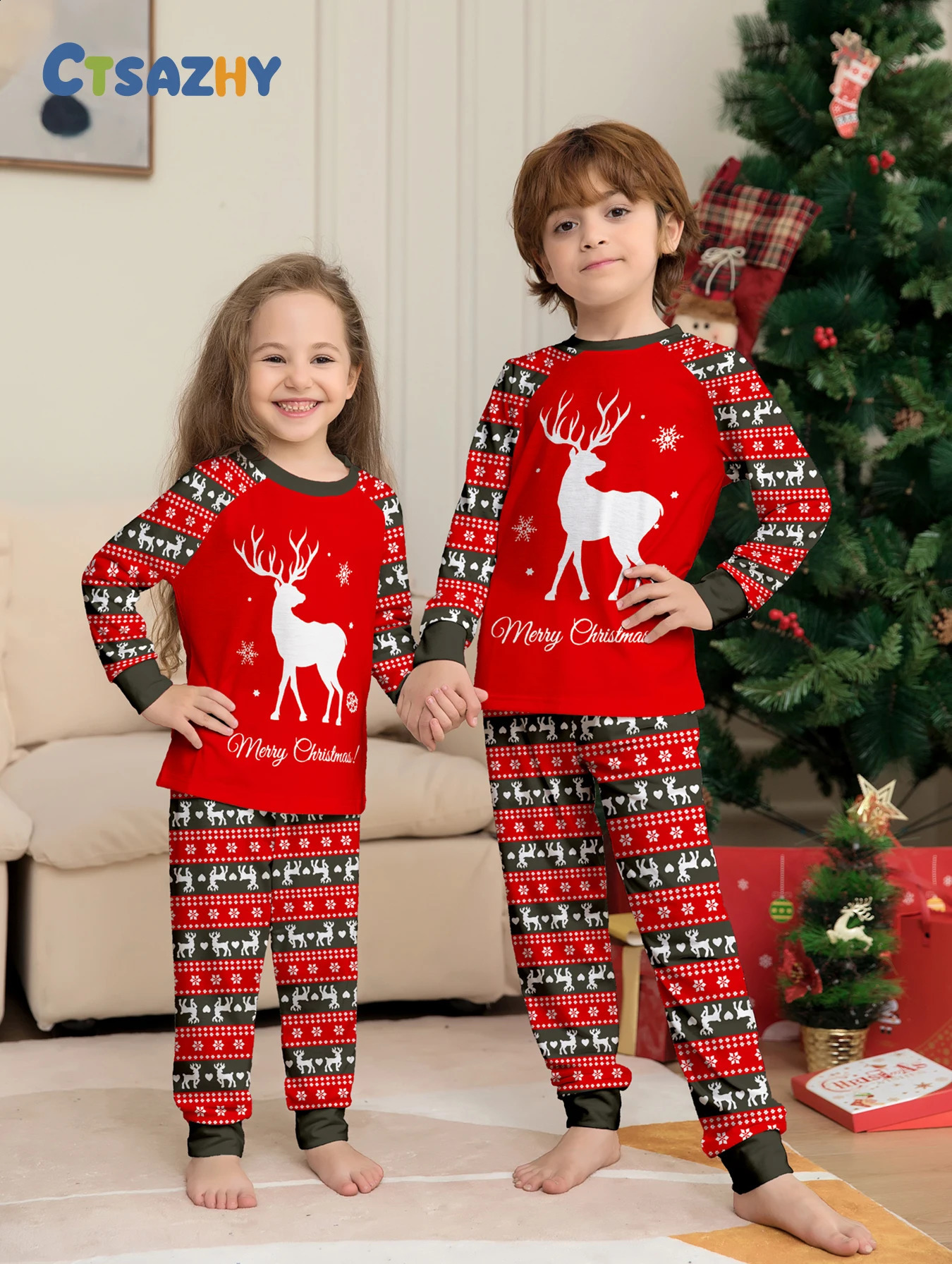 Family Christmas Pajama Sets All over Santa Tree Reindeer Prints Cozy for Holidays 251023