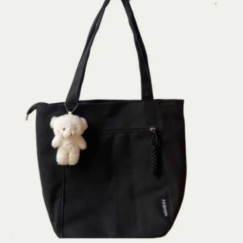 Winter Solid Vintage Canvas Shoulder Bag Fashion Leisure Art Student Handbag Large Capacity Commuter Women Tote BagL251023