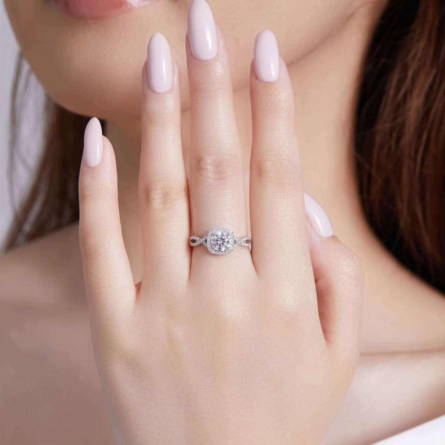 Luxury 925 Sterling Silver Twist Arm GRA VVS Moissanite Ring Bridal Promise Jewelry for Women Womens Finger Ring