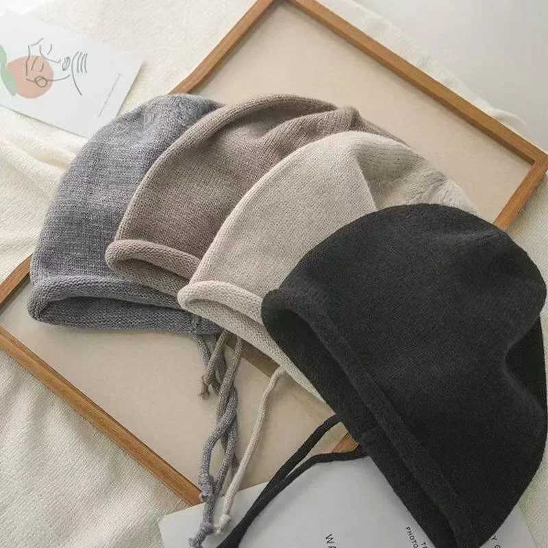 Fashion Drawstring Baggy Slouchy Beanie For Wen Autumn Winter Ear Warm Sklies Solid Color Bonnet Girl Kintted Woon HatW251023